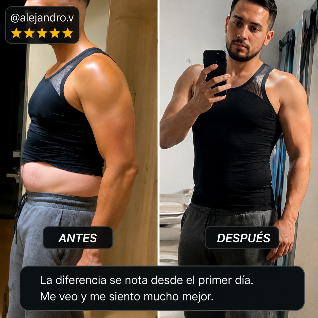 Cliente Alejandro antes y después